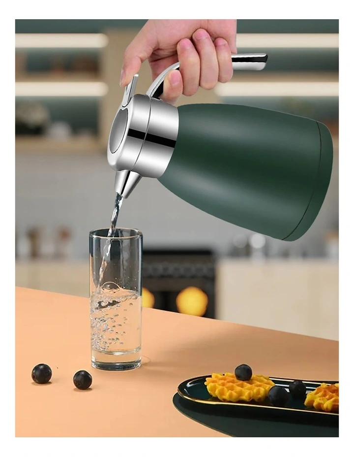 Stainless Steel 2X 1.8L Water Bottle Insulated Vacuum Flask Coffee Jug Thermal Green image 6