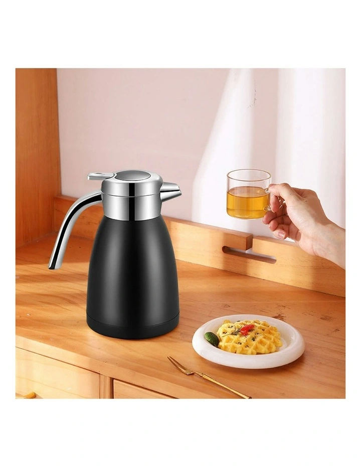 Stainless Steel Water Bottle Insulated Vacuum Flask Coffee Jug Thermal 2.2L in Black image 2