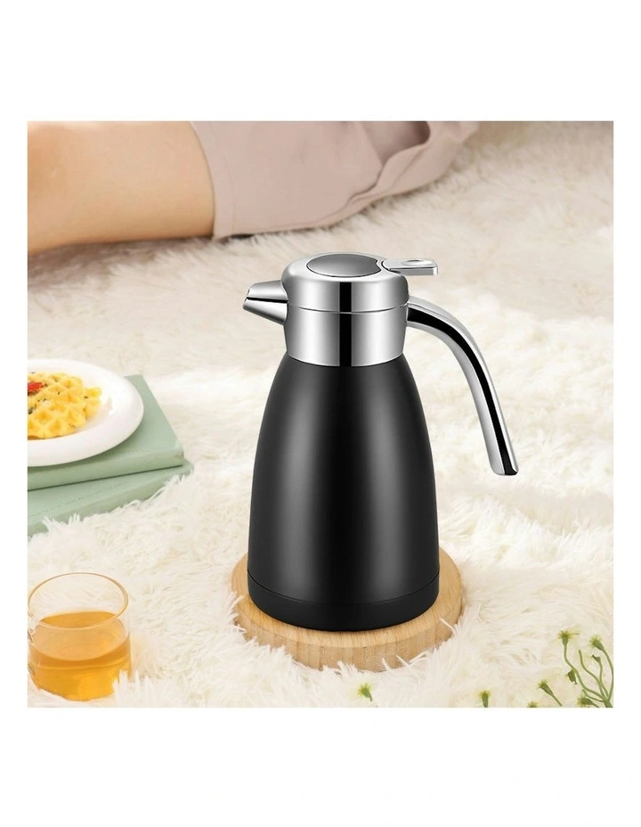 Stainless Steel Water Bottle Insulated Vacuum Flask Coffee Jug Thermal 2.2L in Black image 3