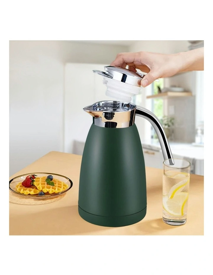 Stainless Steel 2X 2.2L Water Bottle Insulated Vacuum Flask Coffee Jug Thermal Green image 5