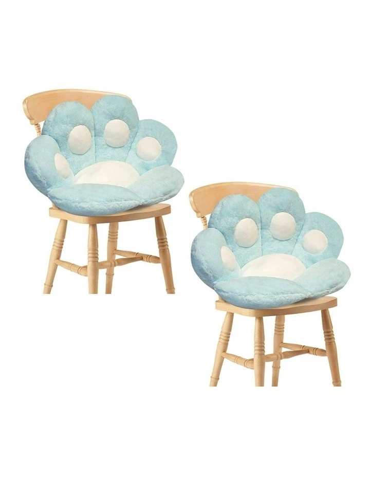 2X Paw Shape Cushion 70cm in Mint Blue image 1