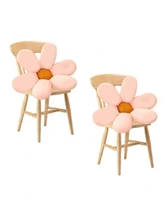 Daisy Flower-Shaped Cushion Set of 2 in Pink