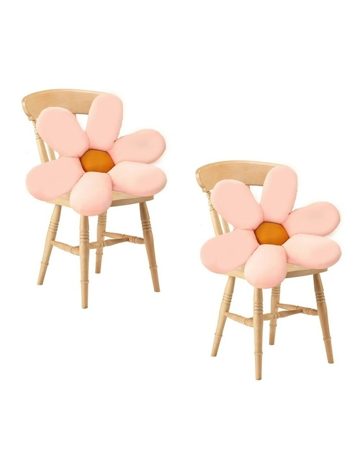 Daisy Flower-Shaped Cushion Set of 2 in Pink image 1