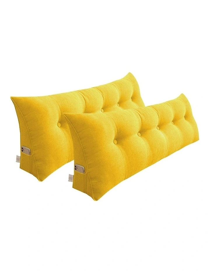 Triangular Wedge Bed Pillow 2X 100cm in Yellow image 1
