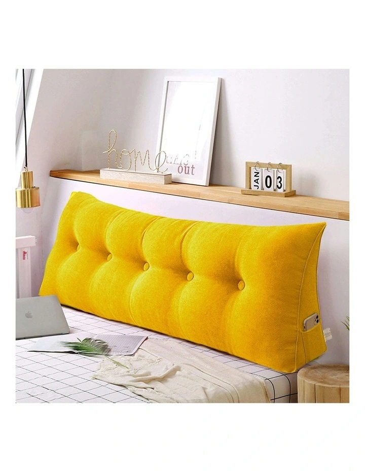 Triangular Wedge Bed Pillow 2X 100cm in Yellow image 4