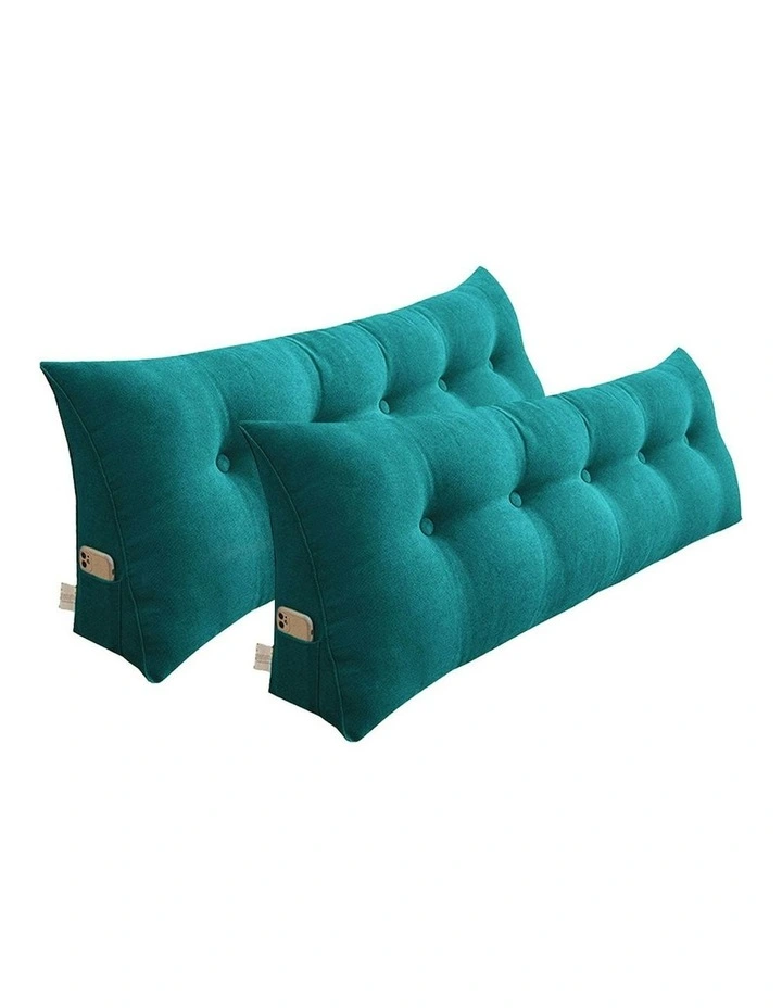 Triangular Wedge Bed Pillow 2X 120cm in Blue Green image 1