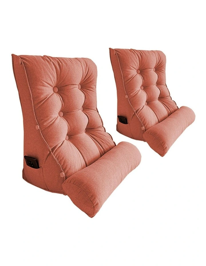 Triangular Wedge Lumbar Pillow 2X 60cm in Peach image 1
