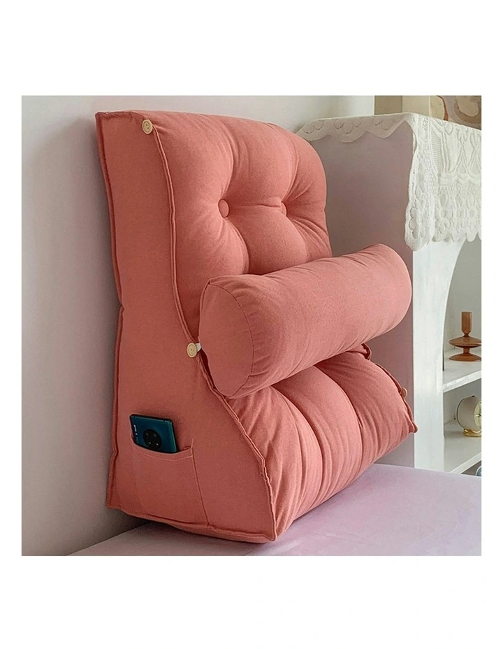Triangular Wedge Lumbar Pillow 2X 60cm in Peach image 3