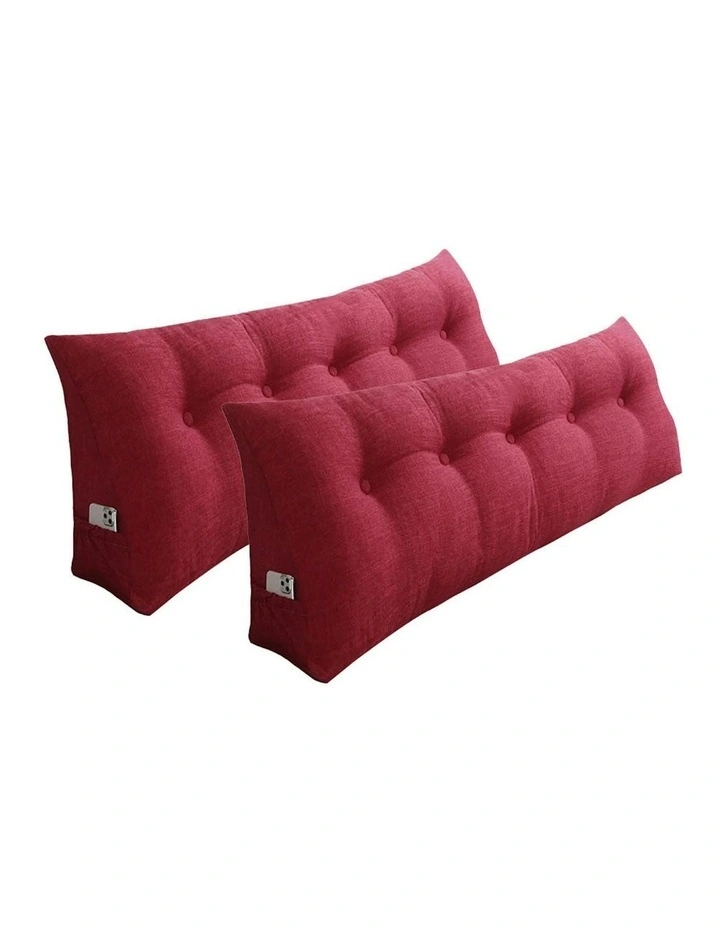 Triangular Wedge Bed Pillow 2X 100cm in Rose Red image 1