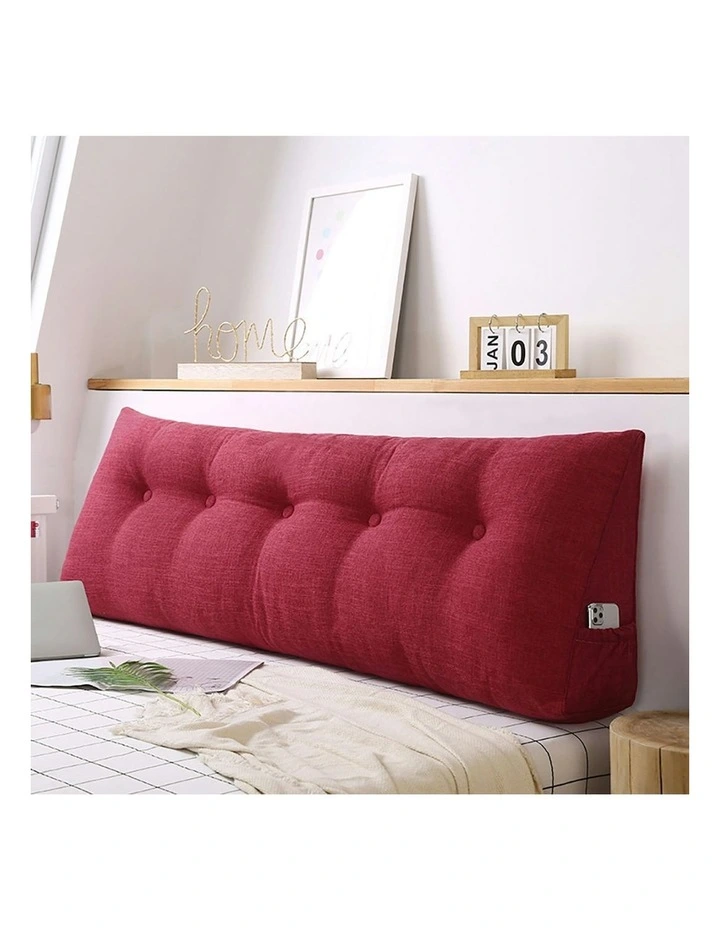 Triangular Wedge Bed Pillow 2X 100cm in Rose Red image 2