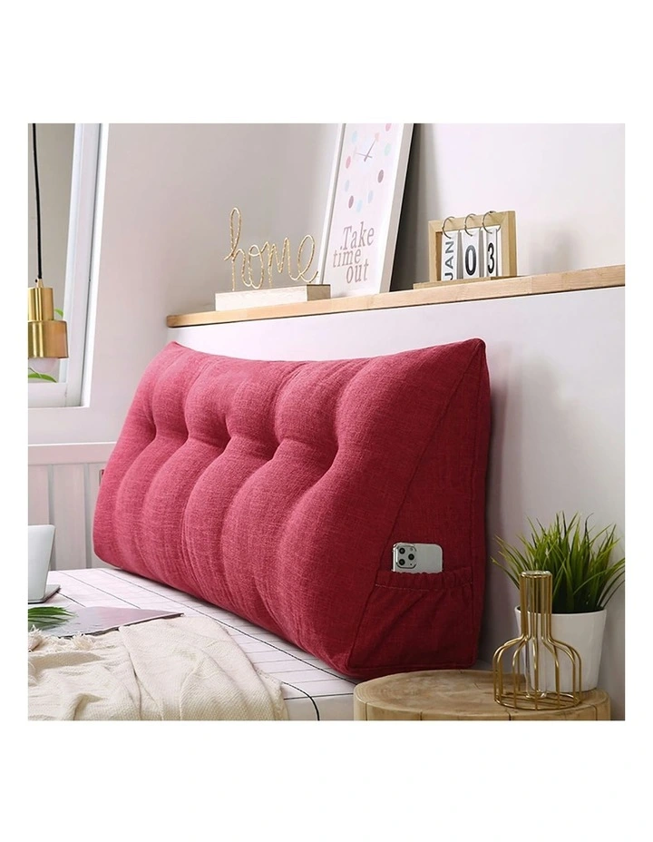 Triangular Wedge Bed Pillow 2X 100cm in Rose Red image 3