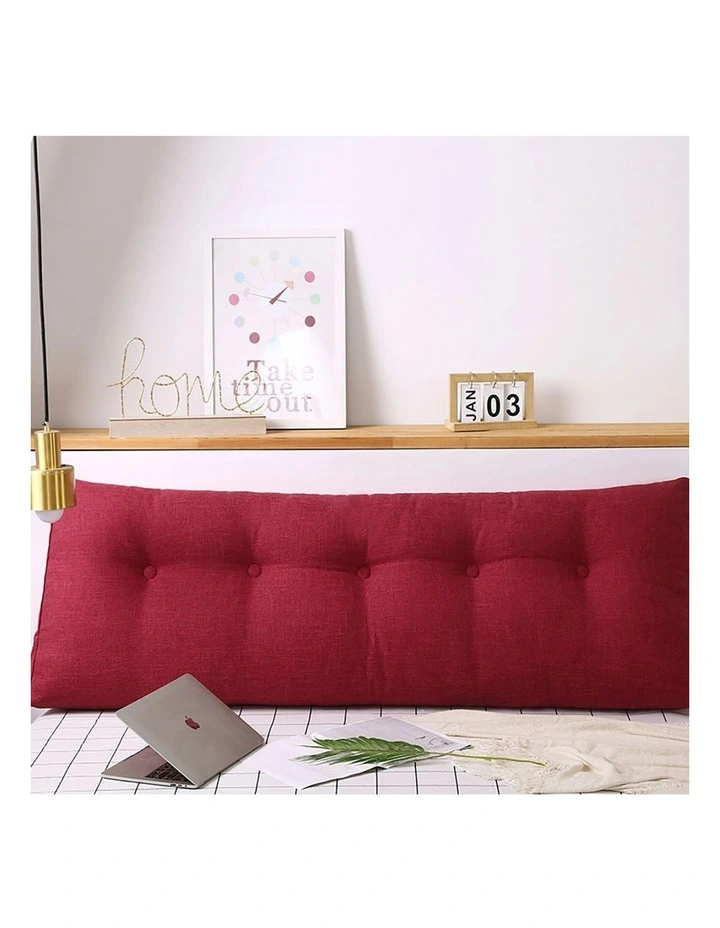 Triangular Wedge Bed Pillow 2X 100cm in Rose Red image 4