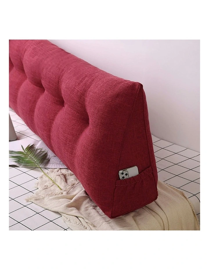 Triangular Wedge Bed Pillow 2X 100cm in Rose Red image 5