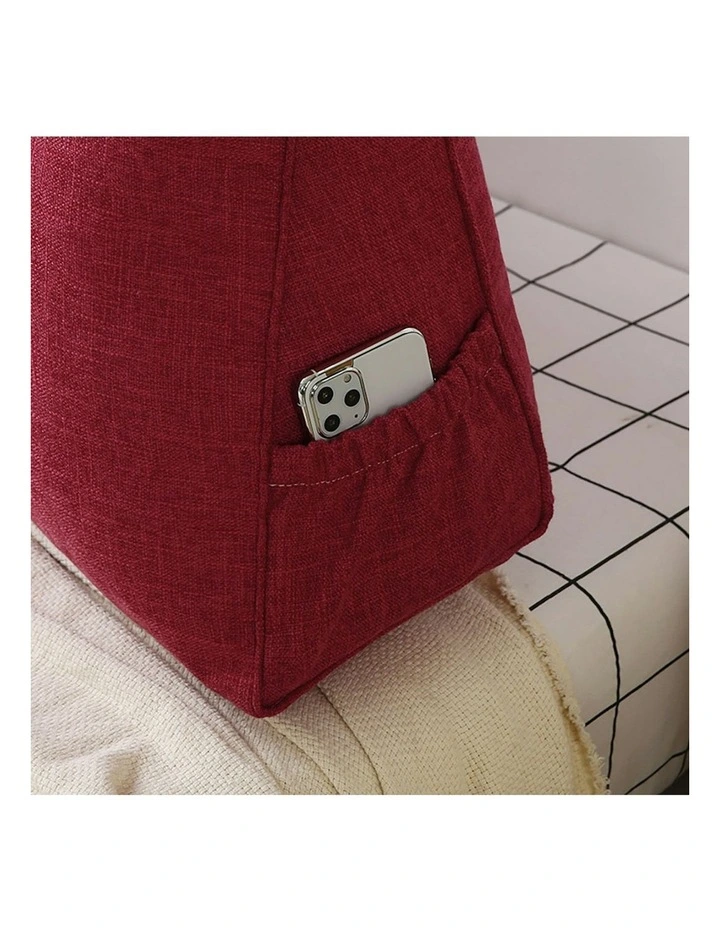 Triangular Wedge Bed Pillow 2X 100cm in Rose Red image 7