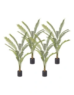 4X Artificial Rogue Hares Foot Fern Tree in Green