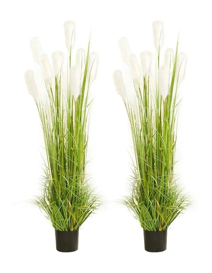 Potted Reed Grass Artificial Plant 2X 120cm in Green image 1