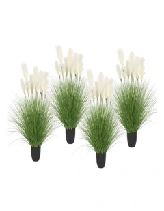 4X Potted Tall Silk Fake Pampas Grass Artificial Plants Reed Greenery Flowers in Green