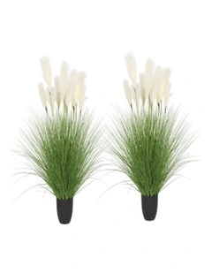 2X Artificial Indoor Potted Reed Bulrush Grass Tree Fake Plant in Green