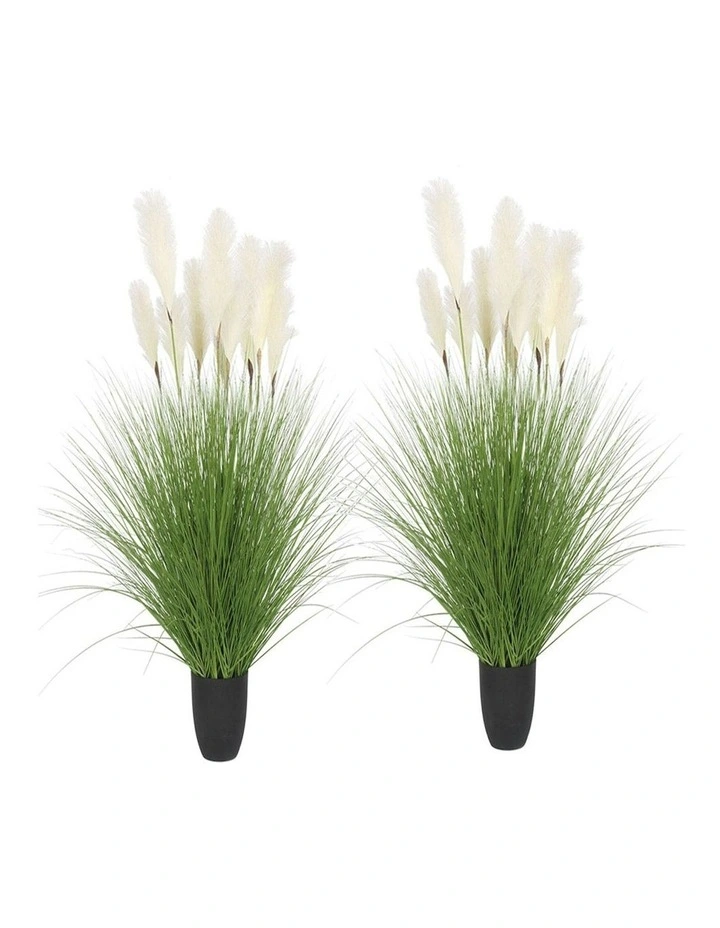 2X Artificial Indoor Potted Reed Bulrush Grass Tree Fake Plant in Green image 1