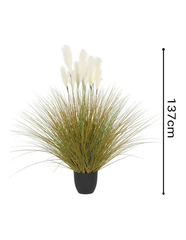 Artificial Indoor Potted Reed Bulrush Grass Tree Fake Plant in Green image 2