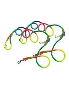 Multifunction Rope Pet Double Ended Leash 220cm x2 in Rainbow