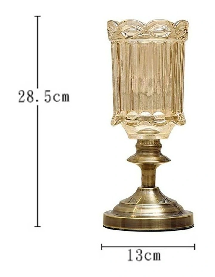 Transparent Glass Flower Vase with Metal Base Filler Vase 2X 28cm in Gold image 2
