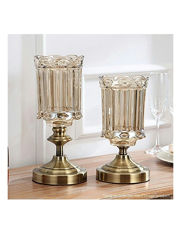 Transparent Glass Flower Vase with Metal Base Filler Vase 2X 28cm in Gold image 6