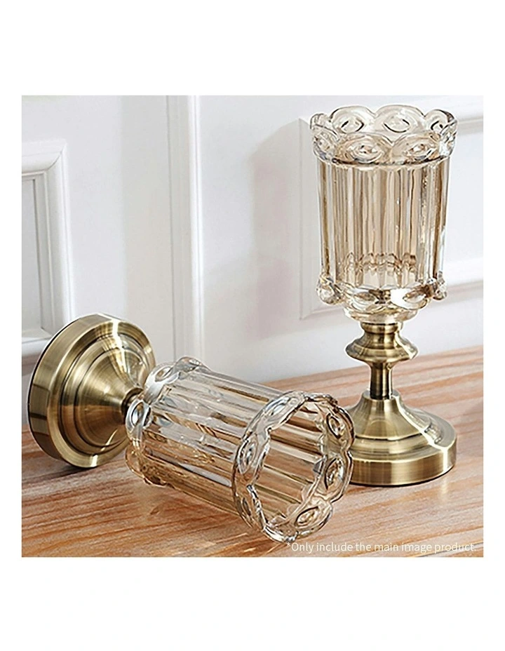 Transparent Glass Flower Vase with Metal Base Filler Vase 2X 28cm in Gold image 7