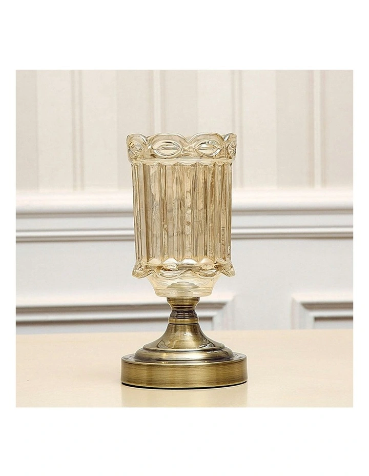Transparent Glass Flower Vase with Metal Base Filler 2X 25cm in Gold image 6