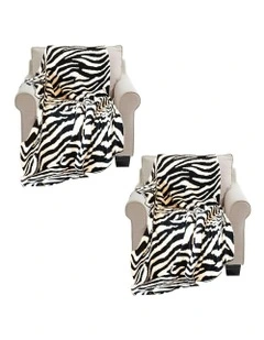 Soft Zebra Print Half Fleece Casual Stylish Cozy Throw Blanket 2X 130x170cm in Black/White