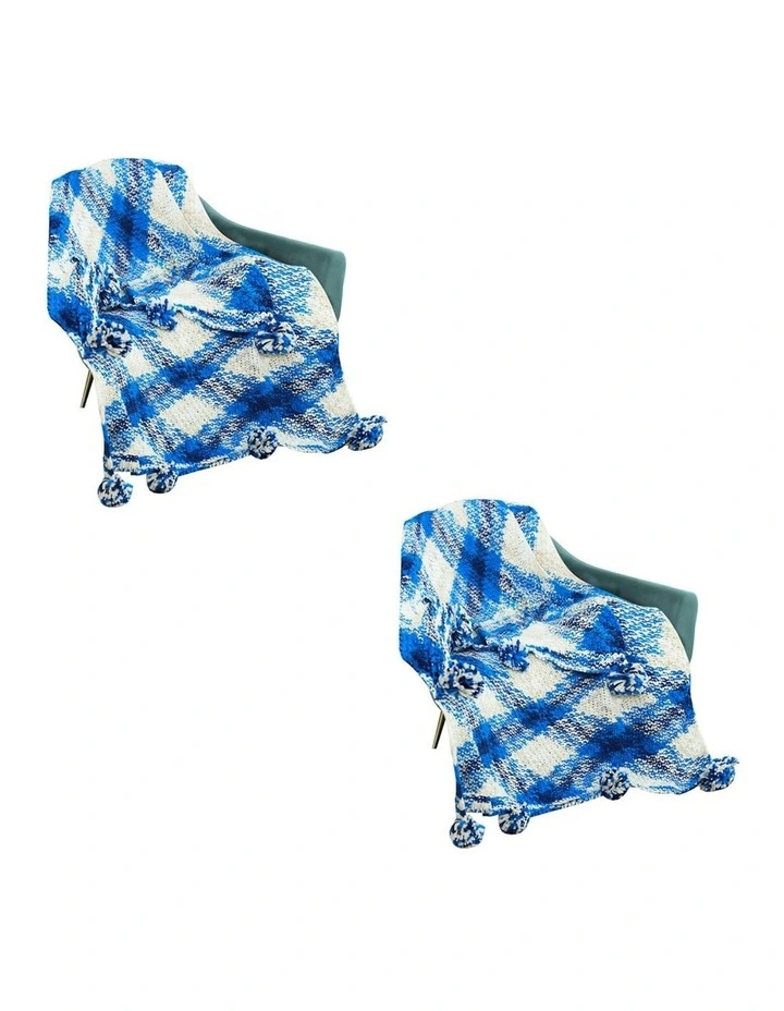 Gradient Dyed Art Stylish Decorative Throw Blanket 2X 90x200cm in Blue image 1