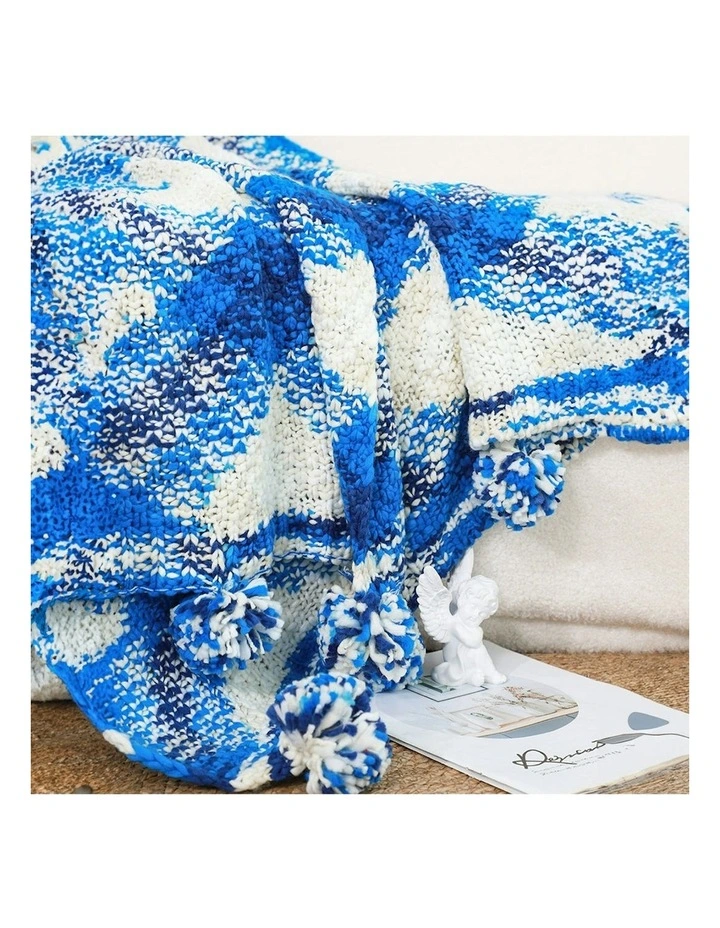 Gradient Dyed Art Stylish Decorative Throw Blanket 2X 90x200cm in Blue image 2