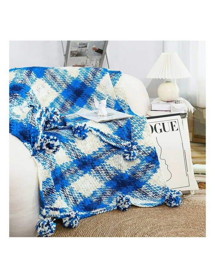 Gradient Dyed Art Stylish Decorative Throw Blanket 2X 90x200cm in Blue image 3