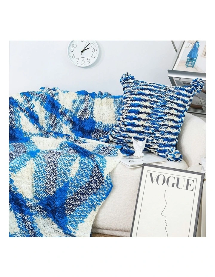 Gradient Dyed Art Stylish Decorative Throw Blanket 2X 90x200cm in Blue image 4