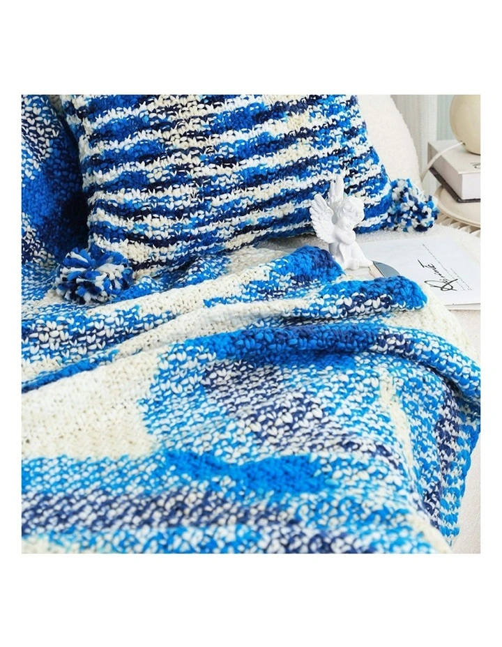 Gradient Dyed Art Stylish Decorative Throw Blanket 2X 90x200cm in Blue image 6