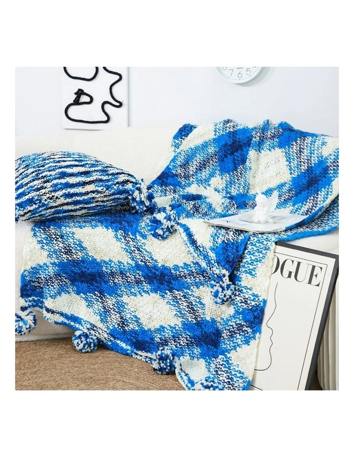 Gradient Dyed Art Stylish Decorative Throw Blanket 2X 90x200cm in Blue image 7