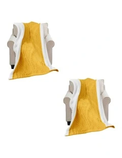 2X Chenille Fleece Throw 200 x 230cm in Yellow
