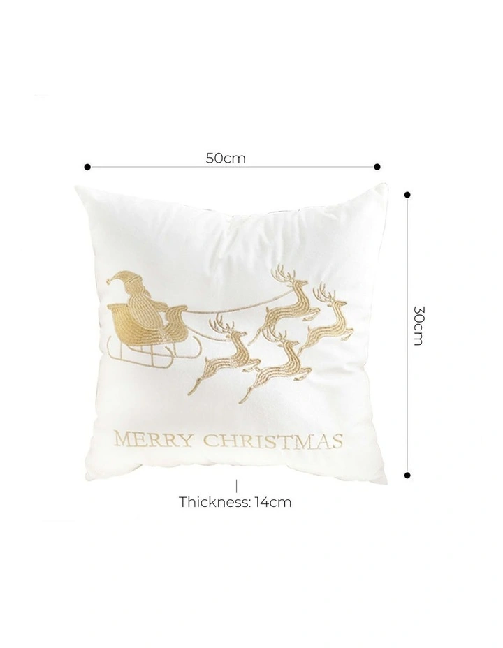 2X Christmas Sleigh Design Festive Holiday Square Throw Pillow 45cm in White image 6