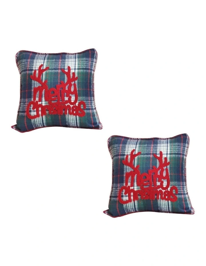 2X Christmas Plaid 45cm Throw Pillow in Multi image 1