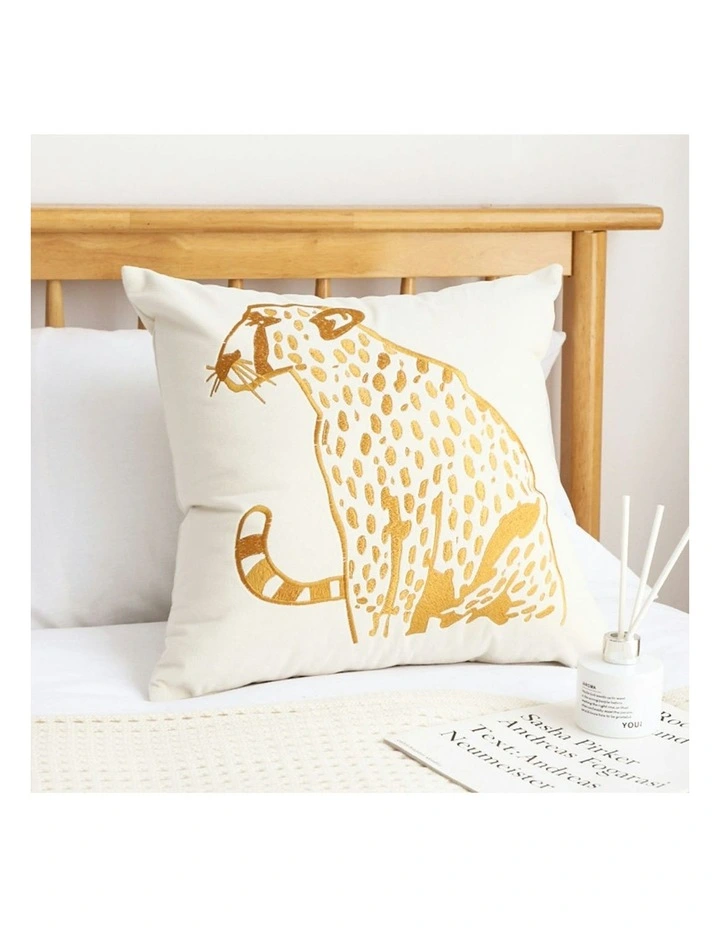 Leopard Design Decorative Square Cushion Throw Pillow 45cm in White image 2
