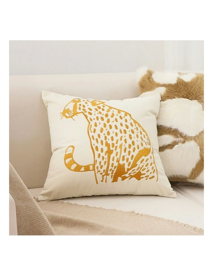Leopard Design Decorative Square Cushion Throw Pillow 45cm in White image 3