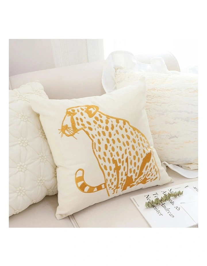 Leopard Design Decorative Square Cushion Throw Pillow 45cm in White image 4
