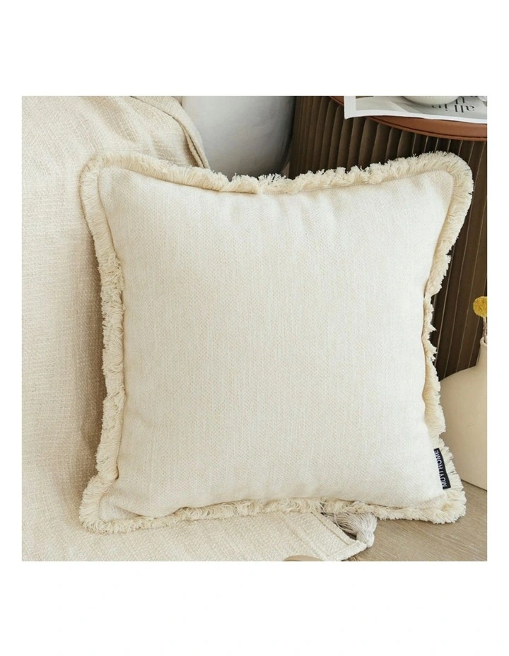 Chenille Textured Throw Pillow 45cm x2 in White image 2
