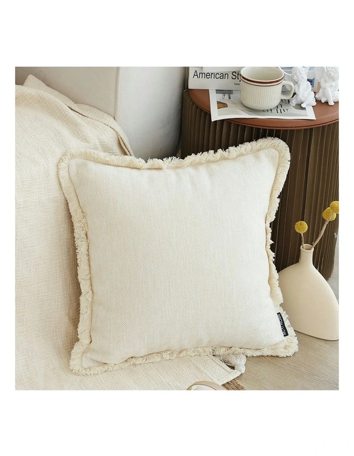 Chenille Textured Throw Pillow 45cm x2 in White image 4