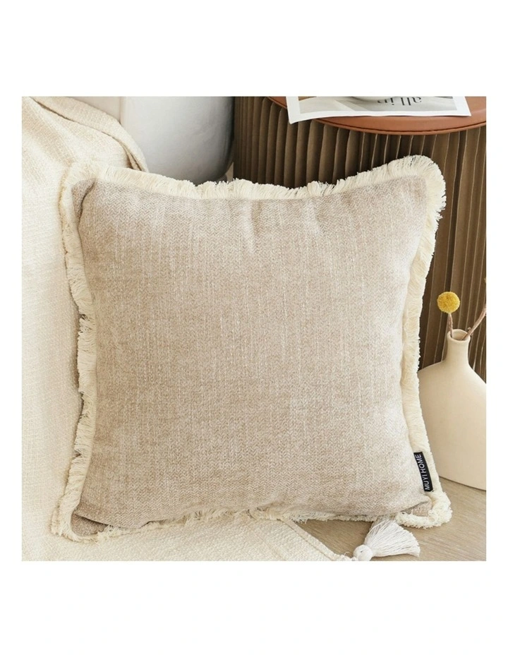 Chenille Textured Throw Pillow 45cm x2 in Brown image 2
