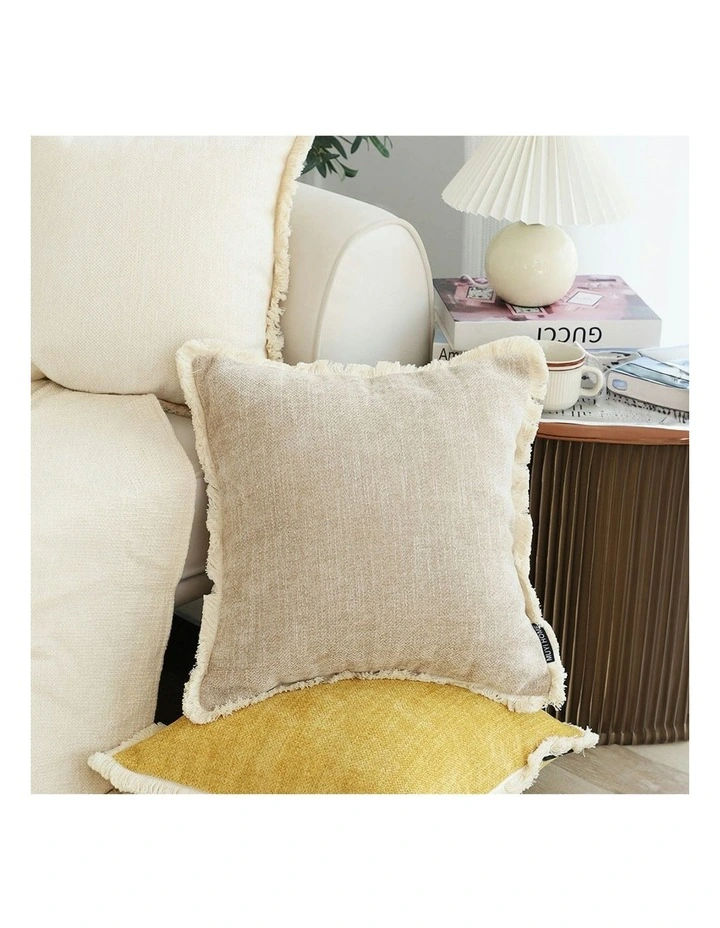 Chenille Textured Throw Pillow 45cm x2 in Brown image 3