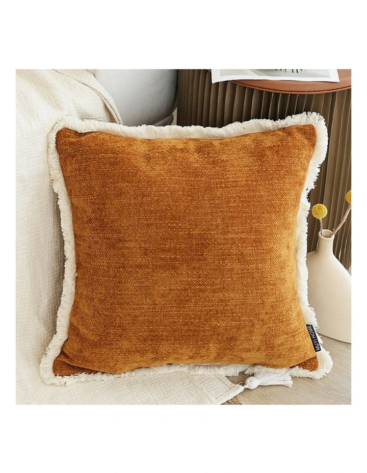 Sunset Chenille Textured Throw Pillow in Orange image 2