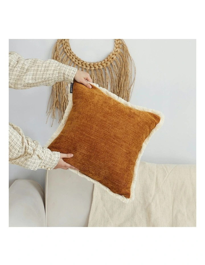 Sunset Chenille Textured Throw Pillow in Orange image 5