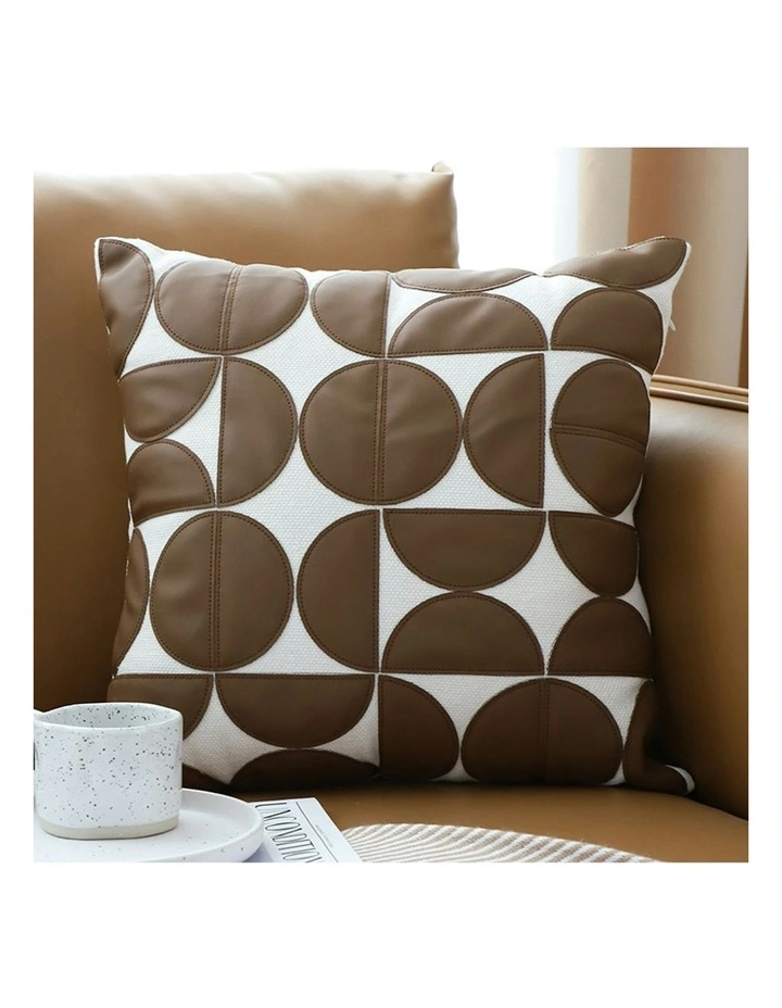 Leather Square Pillow 45cm x2 in Brown image 2