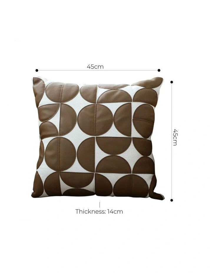 Leather Square Pillow 45cm x2 in Brown image 6